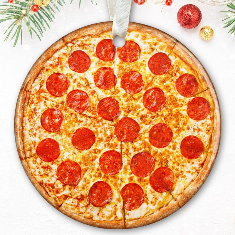 SUCHAGIFT Pizza Ornaments for Christmas Tree - Pizza Ornament - Food Lovers Gifts for Women, Men - Ceramic Christmas Hanging Ornament 2025 - Image 1